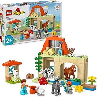 LEGO DUPLO Town Caring for Animals at the Farm Toys for Toddlers, Farmhouse with Horse, Cow and Chicken Figures, Learning Toy Set for Kids, Girls & Boys Aged 2 Plus 10416