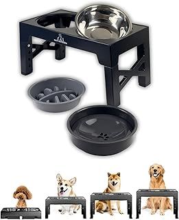 H&A Petcare Raised Dog Bowl: 3 In 1 Elevated dog bowls With Slow Feeder And Non Spill Bowl, Feeder With Stand, Raised Feeder For Large Dogs, Dog Feeding Station Dogs And Cats(Black)