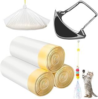 Waste Drawer Liners Bags Replacement Compatible with Litter Box Robot 3 and 4, 60 Count Thickened Heavy Duty Cat Liner Bags with Drawstring 10-12 Gallons of Capacity
