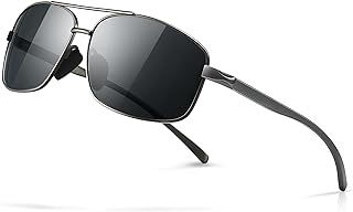 SUNGAIT Lightweight Rectangular Polarized Sunglasses Man UV400 Protection (Gunmetal Frame Gray Lens, 62) 2458 QKHUK