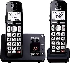 Panasonic KX-TGE822EB Digital Cordless Phone About 40 minutes Answering Machine with Nuisance Call Block and Dedicated Key, Amplified Sound Double