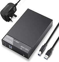 RSHTECH Hard Drive Enclosure, External USB 3.0 to SATA HDD Caddy Portable Disk Case for 2.5 3.5 inch SATA I/II/III HDD SSD, Support UASP & 16TB Drives (Black)