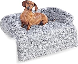 Feandrea FluffyHug Dog Sofa Bed, Dog Sofa Cover, Calming Dog Bed, L, for Medium Dogs, 95 x 85 x 16 cm, Grey Ombré PGW222G01