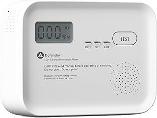 10 Year Carbon Monoxide Alarm BSI Rated - Battery Powered CO Detector - Carbon Monoxide Monitor LCD Digital Display