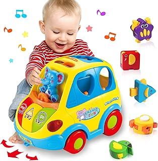 Baby Toys for 1 Years Old Boys Girls Crawling Car Shape Sort Baby Toys 6 to 12 18 24 Months Early Education Toys with Musical Light for 1st Birthday Gifts Kids Age 1 2 Years Old Christmas
