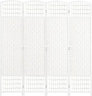 HOMCOM 4 Panel Folding Room Divider, Privacy Screen, Freestanding Paravent Partition Separator for Living Room, Bedroom and Office, 160 x 170cm, White
