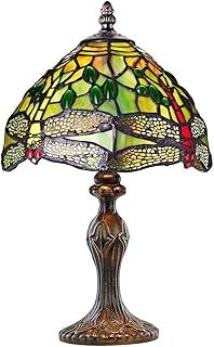 Hand Crafted Red Stained Glass Dragonfly Tiffany Lamp by Happy Homewares