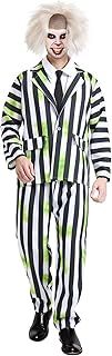 Halloween Horror Costume for Men: Scary Black White Striped Clothing Adult