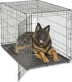 Newly Enhanced Single Door 121.92 cm (48-Inch) Dog Crate for Small Dog Breeds; Includes Leak-Proof Pan, Floor Protecting Feet, & New Patented Features; B48