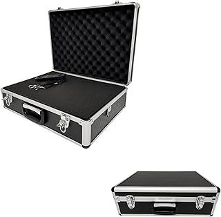 ROC Cases Black Flight Case A501 with Cubed Pick and Pluck Foam Removable Insert and Carry Strap L 460mm x W 330mm x H 150mm Lockable Protective Hard Case with Customisable Foam