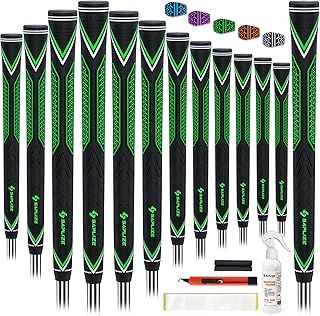 SAPLIZE High-Performance Rubber Golf Grips, High Shock Absorption, Non-Slip, 13 Grips with All Kits, Available in Standard/Mid/Jumbo Sizes, 6 Colours Option, CC10 Golf Club Grips