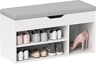 HOMCOM Shoes Cabinet Bench Hidden Storage Padded Seat Organiser Footwear Rack Hallway Oak Tone