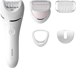 Philips Series 8000 Epilator, Wet and Dry Cordless Hair Removal for Legs and Body with 5 Accessories, Including Shaver Head - BRE710/01