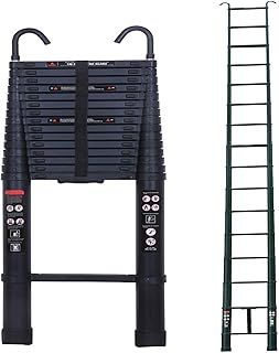 6.2m Heavy Duty Multi-Purpose Aluminium Telescopic Ladder Extendable Steps With Detachable Hook,Max Load 150kg/330lb,EN131