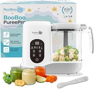 BooBoo PuréePro® Baby Food Maker, Multifunctional Food Processor Chopper, Puree Blender And Steamer, x4 Cooking Presets, Auto Cooking, Grinding Function & Self Cleaning Operation