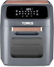 Tower T17064 5-in-1 Digital Air Fryer Oven with Rapid Air Circulation and 16 Preset Cooking Options, 12 Litre, Grey and Rose Gold