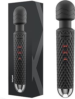 bed geek Handheld Wireless Personal Wand Massager – Waterproof, USB Rechargeable, 20 Vibration Patterns, 8 Speeds, Memory Feature, Skin-Soft Silicone for Ultimate Relaxation Massage Wand