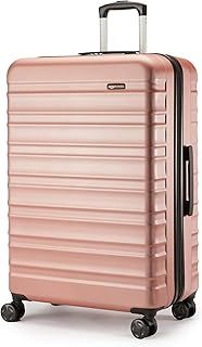 Amazon Basics Hardside Large Suitcase, ABS Hardshell Expandable Lightweight Suitcase with 4 Spinner Wheels, 78 cm, Rose Gold