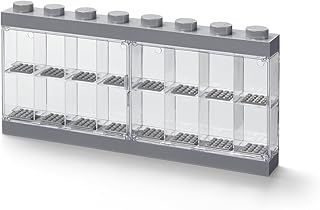 LEGO Minifigure Display Case 16 Grey, Stackable Container for Wall or Desk, Space for 8 Minifigures, Home Office Display Cabinets LEGO storage