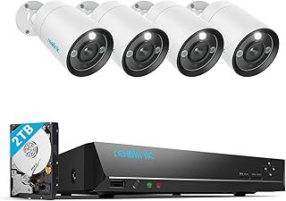 Reolink 4K+ 8CH PoE CCTV Security Camera System, 4X 12MP Security Camera Outdoor with Person/Vehicle Detection, Color Night Vision, 2TB HDD for 24/7 Recording, 2-Way Audio, RLK8-1200B4-A