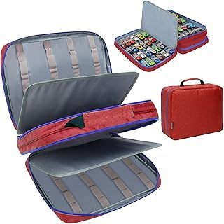 KISLANE 96 Toy Cars Storage Case - Compatible with Matchbox Cars, Toy Cars Car, Small Dolls - Red