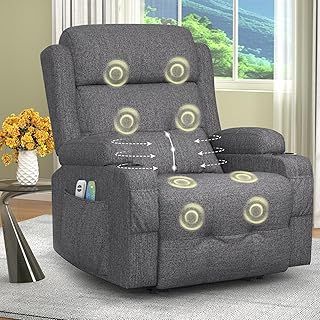 Recliner Chair For the Elderly with Massage & Heat, Extended Footrest, USB+Type C Ports, Padded Recliners Cushion Backrest, Dual Cup Holders Side Pockets Comfy Recliner Armchair Lounge Sofa