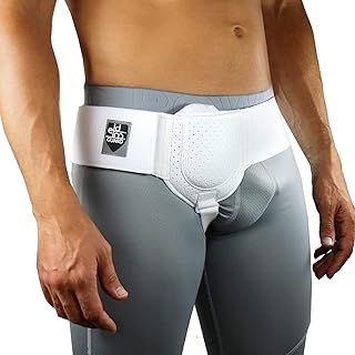 EVERYDAY MEDICAL Hernia Belt for Men - Inguinal Hernia Support for Men, Adjustable Waist Strap Groin Support, Post-Surgery Hernia Truss Suitable for Left or Right Side - White, Small/Medium