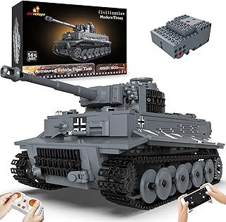 JMBricklayer RC WW2 Military Tiger Tank Building Blocks Sets for Adult, 61501 War Armor Battle Tank Vehicle Model Construction Toys with Motor & Remote, RC Tank Gifts for Boy 14+ (800 Pieces)