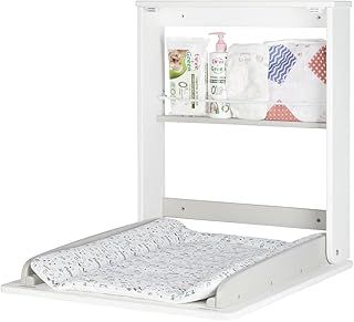 Badabulle Wall Mounted Changing Table, fold down baby changing unit with changing mat and storage