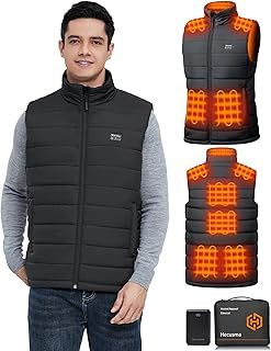 Quilted Heated Vest for Men with Battery Pack Included 16000mAh 7.4V, Men's Heated Vest with Lights-out Design, Warming Heated Gilet for Skiing Hunting