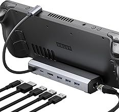 JSAUX Steam Deck Dock 4K@120Hz(6-in-1), Docking Station for Steam Deck OLED/ROG Ally X/Legion Go (S)/MSI Claw, Steam Dock with HDMI 2.1, Gigabit Ethernet, 3 USB A 3.0 and 100W Charge-HB0603