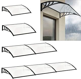 Fellie Rain Canopy Awning Front Door Canopy for Outdoor Window Porch Shade Patio Roof Cover UV Protection, (Black/L150xW100xH28cm)
