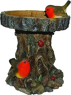 Tree Trunk Bird Feeder with Robins Garden Decor BC-TRTK-B