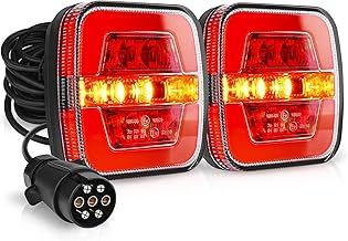 Led Trailer Tail Light Kit with Turn Signal Brake DRL Function, 2pcs 12v Trailer Light Set Waterproof Rear Trailer Lights Set With 7.5 m Cable Working for Trailer Camper Truck