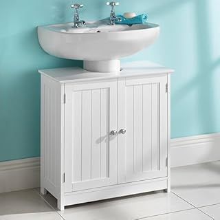 New Maine New England Solid Wood Large Under Sink Storage Unit (White)