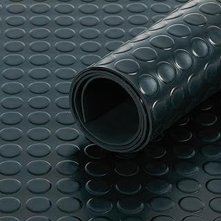 Black Rubber Matting Roll | Thick Heavy Duty Flooring Mat, Indoor & Outdoor, Non-Slip, Waterproof & Easy to Cut | Ideal for Garage, Vans, Gym, Shed Floor | 1.5m Width 3mm (Coin, 1m x 1.5m)