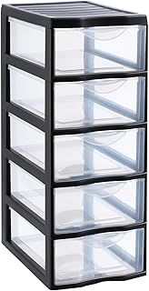 Sundis Plastic Drawers Storage Unit, Black, A4