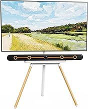 PUTORSEN Easel TV Tripod Stand for 42 43 to 65 Inch LED LCD Screens, Height Adjustment TV Floor Stand with TV Shelf and Solid Wood Base, Swivel, Max VESA 400x400mm, Max Load 99lbs, White