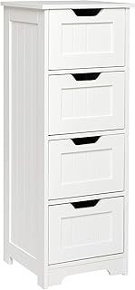 Mondeer Bathroom Storage Cabinet, Storage Unit with 4 Drawers Space-saving Wooden Modern Style 30 x 30 x 82 cm Suitable for Bathroom Living room Corridor Bedroom, White