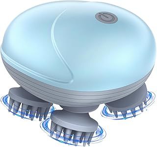 Head Massager Scalp, Electric Scalp Massager Massager with 4 Rotatable Massage Heads, Three Modes, Waterproof for Relieving Tight Stiffness Muscles, Promote Bonding