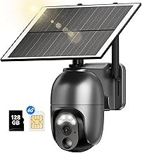 4G LTE Security Camera Outdoor Wireless, 2K No WiFi Solar Security Camera With SIM Card & SD【128GB】, 360° PTZ, Colour Night Vision, PIR Motion Detection, 2 Way Talk, IP66