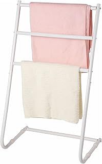 YORKSHIRE HOMEWARE 3 Tier Free Standing Bath Towel Rail - L Shape Towel Stand, Space Saving Towel Drying Rack, Bathroom Storage Organizer Towel Holder, Towel Stand, Towel Rack Metal Stand White