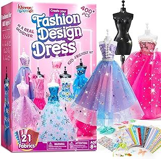 Klever Kits Fashion Designer Kit for Girls,Sewing Kit with 4 Mannequins,Creativity DIY Arts & Crafts Kit Learning Toys Sewing Kit for Kids-Girl Toys for Age 8 9 10 11 12+ Year Old Presents