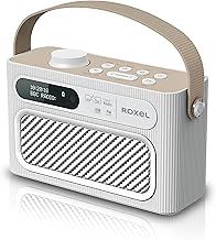 Roxel RDR-40 Stereo DAB/DAB+ Digital and FM Radio Portable Wireless Speaker with Dual Alarm Clock Function, USB & Micro SD MP3 Playback Function, 3.5mm Headphone Output(White)