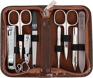 3 Swords Germany - brand quality 8 piece manicure pedicure grooming kit set for professional finger & toe nail care scissors clipper fashion leather case in gift box, Made by 3 Swords (6660)