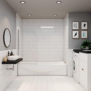 Sky Bathroom Bath Shower Screen 180° Pivot Screen Panel 800x1400mm Safety Tempered Clear Glass Chrome Frame