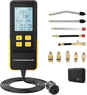 Digital Engine Compression Tester Kit, Petrol Engine Cylinder Compression Tester 0-426PSI Fuel Cylinder Pressure Gauge Automotive Diagnostic Tool, Multiple Unit Switching, Temperature Measuring