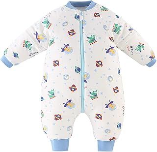 Baby Sleeping Bag Winter Boys Girls Sleep Sack with Legs 3.5Tog Cotton Detachable Sleeve Two-Way Zipper Warm Rompers Pajamas Infant Gift Kids 6-18 Months,Space