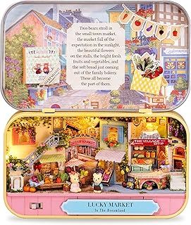 Cuteefun DIY Box Theatre Miniature House Kit to Build Iron Box DIY Theatre Dolls House Kit with Tools Make Your Own Craft House (Lucky Market)