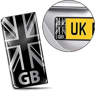 2 x 3D Gel Silicone Badge Car Number Plate Self-Adhesive Stickers GB UK United Kingdom Union Jack National Flag Silver EU Motorcycle Road Decals QS 28